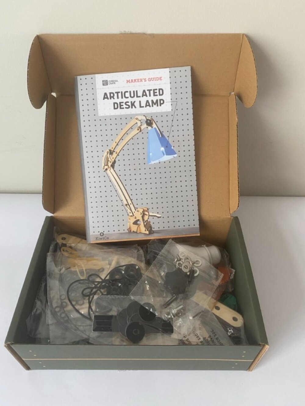 KiwiCo Articulated Desk Lamp Eureka Crate build kit. Recommended ages 12+.